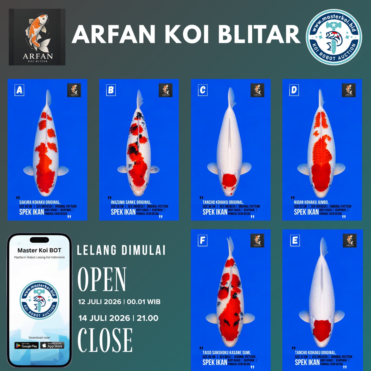 Lelang Koi Online, Jual Beli Ikan Koi, Pasar Koi Terbaik, Agen Lelang Koi, Penawaran Koi Berkualitas, Harga Jual Koi, Lelang Ikan Koi Import, Beli Koi Online, Jual Koi Murah, Koi Showroom, Penjual Koi Terpercaya, Lelang Koi Jakarta, Jual Koi Lokal, Koi Kualitas Unggul, Harga Terbaik Koi, Jual Koi Indukan, Lelang Ikan Hias Koi, Pasar Koi Indonesia, Beli Koi Berkualitas Tinggi, Koi Farm Terbesar, Jual Beli Koi Impor, Lelang Ikan Koi Kualitas Premium, Daftar Harga Koi Terbaru, Pusat Jual Beli Koi, Info Lelang Koi Hari Ini.